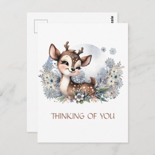 Persoonlijk "Denk aan jou" winter lief hert Briefkaart (Voorkant / Achterkant)