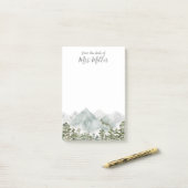 Persoonlijk dennenbos en bergen post-it® notes (Op bureau)