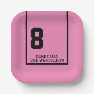 Persoonlijk Derby-feestpaard 8 Roze Papieren Bordje