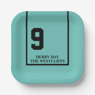 Persoonlijk Derby-feestpaard 9 Turquoise Papieren Bordje