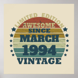 Persoonlijk dertigste vintage 30e verjaardagsfeest poster