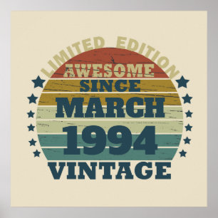 Persoonlijk dertigste vintage 30e verjaardagsfeest poster