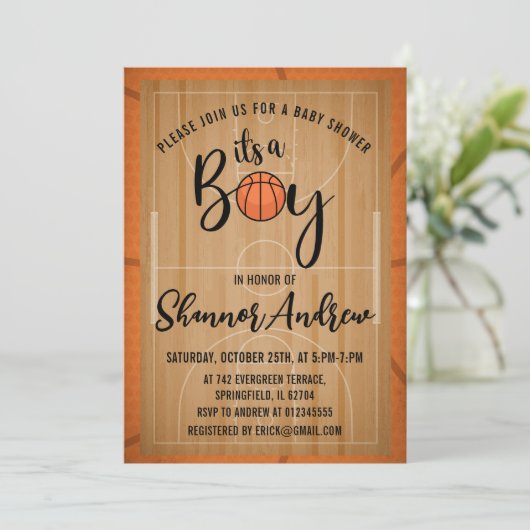 Persoonlijk Digitaal Basketbal Sport Baby shower Kaart (Staand voorkant)