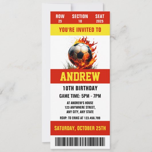 Persoonlijk Digitaal Voetbalticket voor de verjaar Kaart (Voorkant)