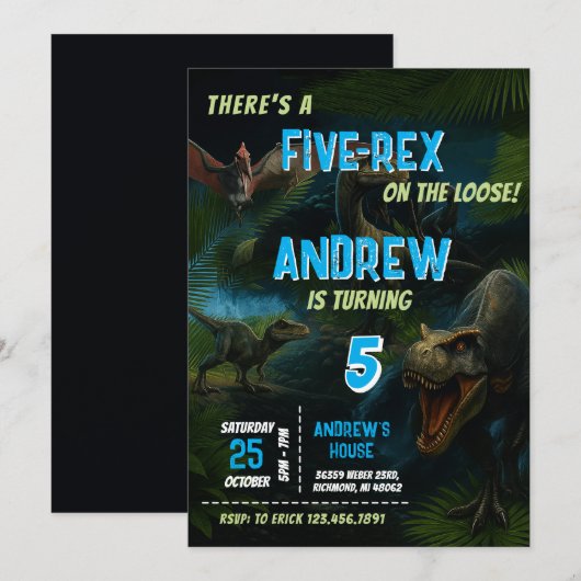 Persoonlijk Dinosaur park Verjaardagsfeest voor jo Kaart (Voorkant / Achterkant)