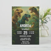 Persoonlijk dinosaurus T-Rex verjaardagsfeestje Kaart (Staand voorkant)