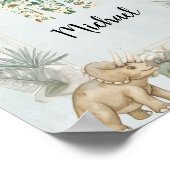 Persoonlijk dinosaurusnaammonogram M kinderkamer Poster (Hoek)