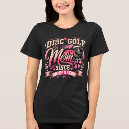 Persoonlijk discgolf-moederjaar Vintage-ontwerp Tri-Blend Shirt (Voorkant)