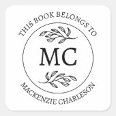 Persoonlijk Dit boek is van monogram Vierkante Sticker (Voorkant)