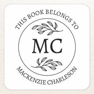 Persoonlijk Dit boek is van monogram Vierkante Sticker