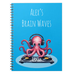 Persoonlijk DJ Octopus Brain Waves-ontwerp Notitieboek
