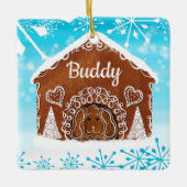 Persoonlijk Dog Gingerbrood Dog House Keramisch Ornament (Voorkant)