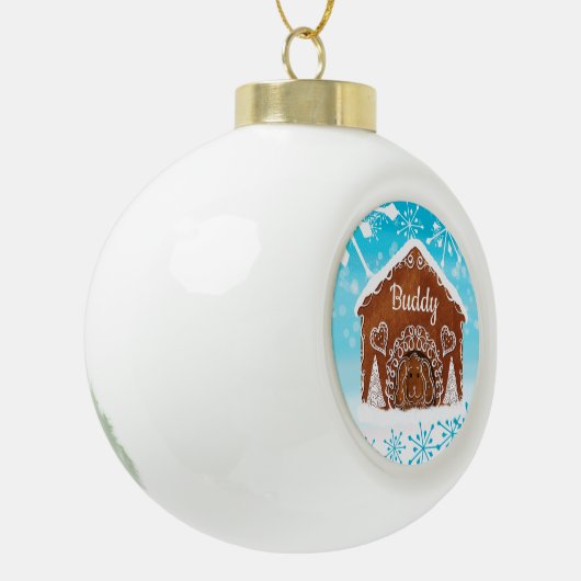 Persoonlijk Dog Gingerbrood Dog House Keramische Bal Ornament (Links)
