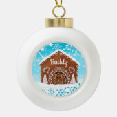 Persoonlijk Dog Gingerbrood Dog House Keramische Bal Ornament (Voorkant)