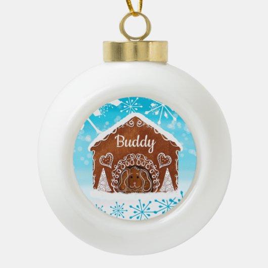 Persoonlijk Dog Gingerbrood Dog House Keramische Bal Ornament (Voorkant)