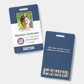 Persoonlijk Dokterlogo, Barcode & Foto ID Badge (Voor- en achterkant)