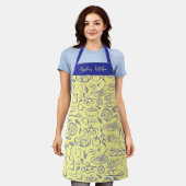 Persoonlijk Dolce Vita Voedingspatroon Blauw Geel Schort (Gedragen)