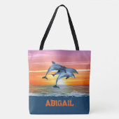 Persoonlijk dolfijn oceaan strand cadeau voor haar tote bag (Voorkant)