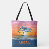 Persoonlijk dolfijn oceaan strand cadeau voor haar tote bag (Achterkant)