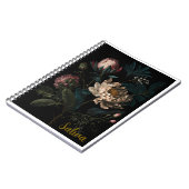Persoonlijk donker bloemendagboek notitieboek (Linkerzijde)