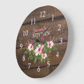 Persoonlijk donker hout en roze keuken grote klok (Hoek)