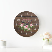 Persoonlijk donker hout en roze keuken grote klok (Huis)