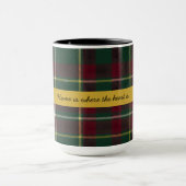 Persoonlijk donker tartan geruit aangepaste quote mok (Midden)