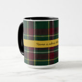 Persoonlijk donker tartan geruit aangepaste quote mok (Voorkant links)
