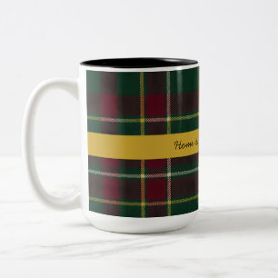 Persoonlijk donker tartan geruit aangepaste quote tweekleurige koffiemok
