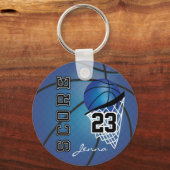 Persoonlijk donkerblauw Basketball Sleutelhanger (Voorkant)