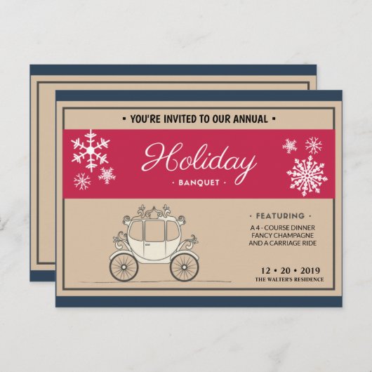 Persoonlijk - Donkerblauw, Beige & Rood Vintage Briefkaart (Voorkant / Achterkant)