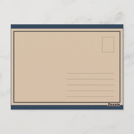 Persoonlijk - Donkerblauw, Beige & Rood Vintage Briefkaart (Achterkant)