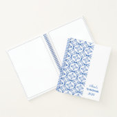 Persoonlijk donkerblauw bloemmotief vector notitie notitieboek (Binnen)