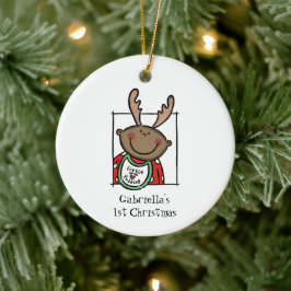 Persoonlijk Donkere Baby met donkere huid Gezicht  Keramisch Ornament