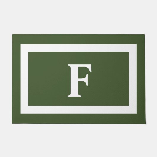 Persoonlijk donkergroen Monogram in de openlucht Deurmat (Voorkant)