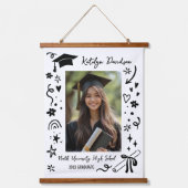 Persoonlijk Doodle Afstudeercadeau Foto Hangend Wandkleed (Voorkant)