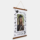 Persoonlijk Doodle Afstudeercadeau Foto Hangend Wandkleed (Gebogen)
