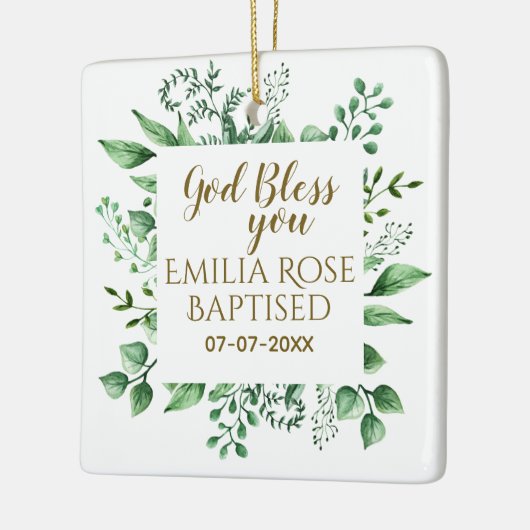 Persoonlijk Doopcadeau God Zegen Je Naam Datum Keramisch Ornament (Links)