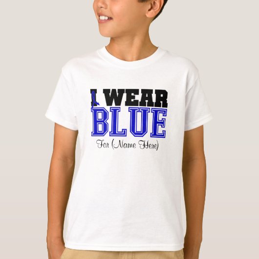 Persoonlijk Draag ik Blue Ribbon Colon Cancer T-shirt (Voorkant)