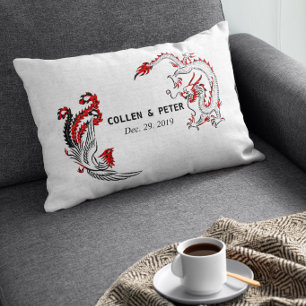 Persoonlijk Draak-Fenix Chinees Huwelijkscadeau Kussen