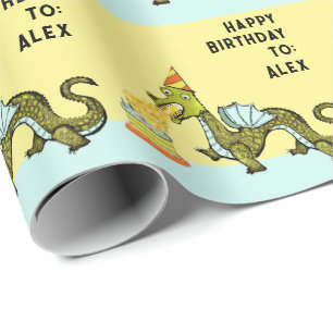 Persoonlijk Draak Verjaardagscadeau Cadeaupapier