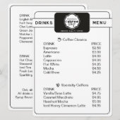 Persoonlijk drankmenu voor professionele koffiezaa menu (Voorkant / Achterkant)