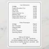 Persoonlijk drankmenu voor professionele koffiezaa menu (Achterkant)