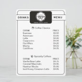 Persoonlijk drankmenu voor professionele koffiezaa menu (Staand voorkant)