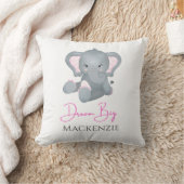 Persoonlijk Dream Big Pink Grey Elephant Baby Girl Kussen (Deken)