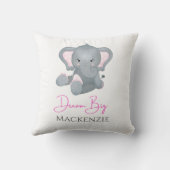 Persoonlijk Dream Big Pink Grey Elephant Baby Girl Kussen (Achterkant)