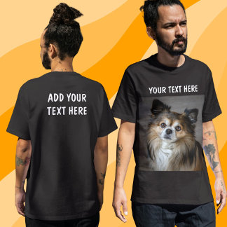 Persoonlijk dubbelzijdig foto- en tekstontwerp t-shirt