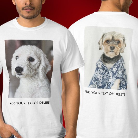Persoonlijk dubbelzijdig foto tekst wit t-shirt
