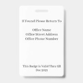 Persoonlijk dubbelzijdig ID-badge Badge (Achterkant)