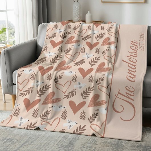 Persoonlijk Duif & Hart Christelijk Patroon Fleece Deken